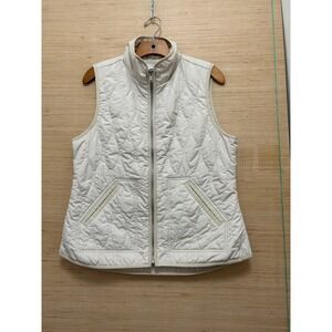 Old Navy Womens Cream Quilted Puffer Vest Full Zip Sleeveless Jacket Medium